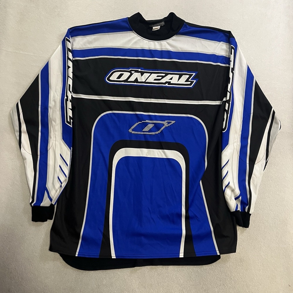 Vintage O'Neal Motocross Jersey Men's Size XL Blue Black White BMX MX Racing